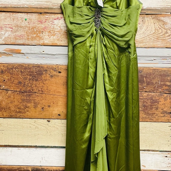 NWT~DESIGNER~ KAY UNGER NEW YORK SILK GREEN GOWN DRESS~ SIZe:8 - Picture 4 of 10